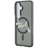 Husa pentru Samsung Galaxy S26, Karl Lagerfeld IML Choupette Karl Script Logo MagSafe (KLHMS26S5HKSCAK), argintiu