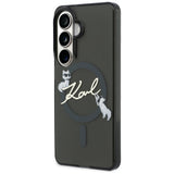 Husa pentru Samsung Galaxy S26, Karl Lagerfeld IML Choupette Karl Script Logo MagSafe (KLHMS26S5HKSCAK), argintiu