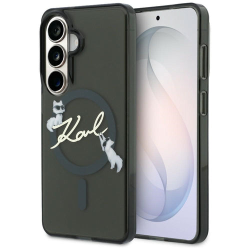 Husa pentru Samsung Galaxy S26, Karl Lagerfeld IML Choupette Karl Script Logo MagSafe (KLHMS26S5HKSCAK), argintiu