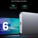 UGREEN Hard Drive Enclosure CM300 (70498), USB to USB-C Cable, HDD/SSD, SATA, Support ESD Anti-static, 6Gbps, Gri