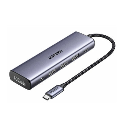 Hub USB UGREEN Docking station CM511 (75642), USB-C to 2x Type-C, 3x USB, Display Port, 5Gbps, PD 3.0, 100W, 4K@60Hz, gri