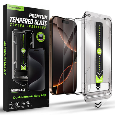 Folie de protectie pentru iPhone 16 Pro, Techsuit TitanGlass FullCover (2 pack)