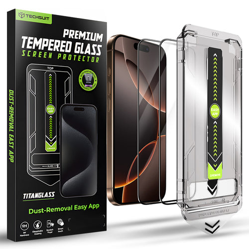 Folie de protectie pentru iPhone 16 Pro, Techsuit TitanGlass FullCover (2 pack)