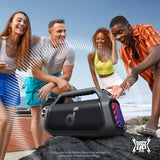 Boxa portabila Anker SoundCore Boom 2 Plus (A3134011), Bluetooth 5.3, 140W, BassUp 2.0, Baterie externa, IPX7, RGB, negru