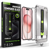 Folie de protectie pentru iPhone 15, Techsuit TitanGlass FullCover (2 pack)