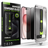 Folie de protectie pentru iPhone 15, Techsuit TitanGlass FullCover (2 pack)