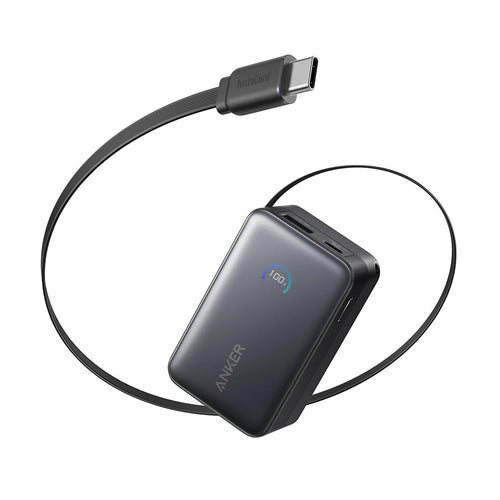 Baterie Externa Anker Nano (A1638H11), Integrat Type-C Retractabil Cable, 10000mAh, 45W, Samsung Incarcare Rapida 2.0