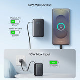 Baterie Externa Anker Nano (A1638H11), Integrat Type-C Retractabil Cable, 10000mAh, 45W, Samsung Incarcare Rapida 2.0