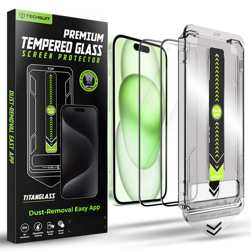 Folie de protectie pentru iPhone 15 Plus, Techsuit TitanGlass FullCover (2 pack)