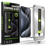 Folie de protectie pentru iPhone 15 Pro, Techsuit TitanGlass FullCover (2 pack)
