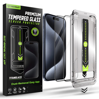 Folie de protectie pentru iPhone 15 Pro, Techsuit TitanGlass FullCover (2 pack)