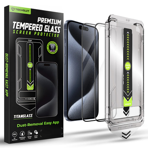 Folie de protectie pentru iPhone 15 Pro, Techsuit TitanGlass FullCover (2 pack)