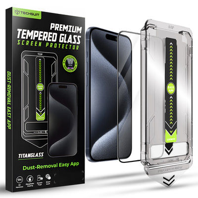 Folie de protectie pentru iPhone 15 Pro, Techsuit TitanGlass FullCover