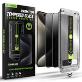 Folie de protectie pentru iPhone 15 Pro Max, Techsuit TitanGlass FullCover (2 pack)
