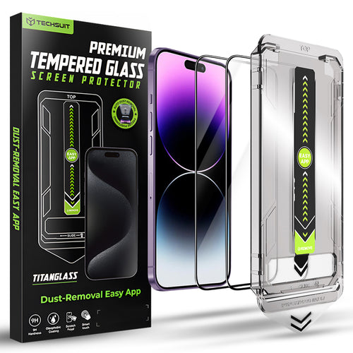 Folie de protectie pentru iPhone 14 Pro Max, Techsuit TitanGlass FullCover (2 pack)