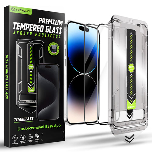 Folie de protectie pentru iPhone 14 Pro, Techsuit TitanGlass FullCover (2 pack)