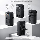 Adaptor pentru Calatorie Anker Nano 5in1 (A9215H11), pentru EU, UK, US, Au, 20W, 2x USB-C, 2x USB-A, 20W, Alb