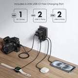 Adaptor pentru Calatorie Anker Nano 5in1 (A9215H11), pentru EU, UK, US, Au, 20W, 2x USB-C, 2x USB-A, 20W, Alb