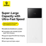 Baterie Externa Baseus Enerfill FP41 (E0027K00), Type-C, 2x USB-A, 30000mAh, 22.5W, QC + PD, Negru
