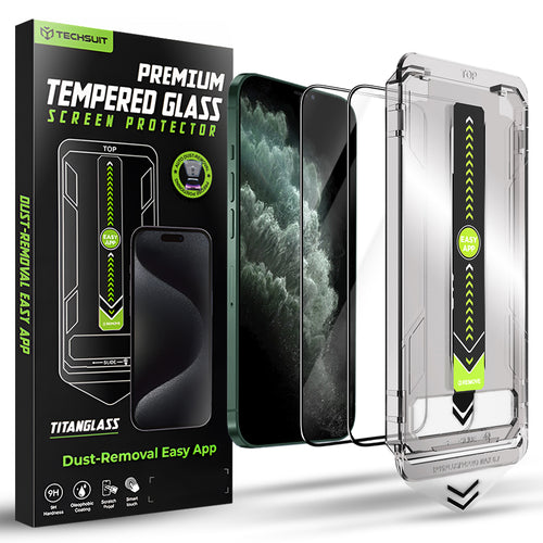 Folie de protectie pentru iPhone 11 Pro Max, Techsuit TitanGlass FullCover (2 pack)