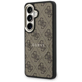 Husa pentru Samsung Galaxy S26, Guess 4G Embossed Ring MagSafe (GUHMS26SP4MSEGCW), maro