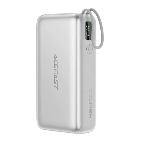 Baterie Externa Acefast (M34), cu Cablu Telescopic, Type-C, Incarcare Rapida, PD45W, 20000mAh, Argintiu