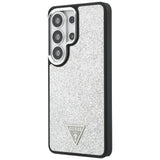 Husa pentru Samsung Galaxy S26 Ultra, Guess Fixed Glitter Triangle Logo MagSafe (GUHMS26LPFGTSCMS), gri
