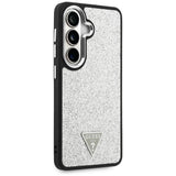 Husa pentru Samsung Galaxy S26, Guess Fixed Glitter Triangle Logo MagSafe (GUHMS26SPFGTSCMS), gri
