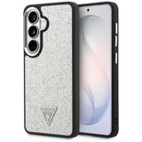 Husa pentru Samsung Galaxy S26, Guess Fixed Glitter Triangle Logo MagSafe (GUHMS26SPFGTSCMS), gri