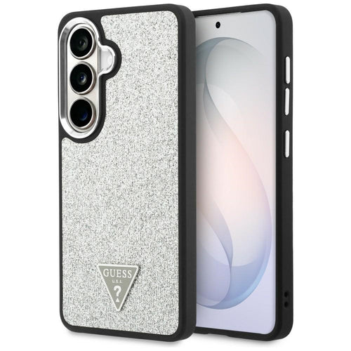 Husa pentru Samsung Galaxy S26, Guess Fixed Glitter Triangle Logo MagSafe (GUHMS26SPFGTSCMS), gri