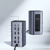 Hub USB Baseus Docking station Nomos NU1 Air (B0114400), 12 Ports, 10Gbps, 100W PD, 4K Displays, gri