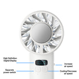 Yesido Handheld Fan (YF18), cu LCD Display, 12W Brushless Motor, 5500 RPM, 100x Speed, 12W, 3600mAh, Type-C, Negru