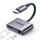 Adaptor UGREEN Audio Adapter CM231 (60164), Type-C to Jack 3.5mm, USB-C, Stereo, Line Control, Microphone Input, PD30W