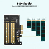 UGREEN Expansion Card CM302 (70504), M.2 SATA + M.2 NVMe to PCI-E X4, 32Gbps (PCI-E), 6Gbps (SATA), Negru