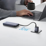 Baterie externa UGREEN PB528 (55985B), 2x Integrat Cables, Incarcare rapida, Afisaj digital, USB, Type-C, 30W, 20000mAh, gri