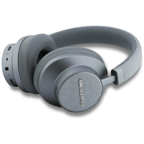 Casti wireless Karl Lagerfeld Saffiano Elongated (KLBHP73PSACKMG), Over-ear Casca, ANC, Bluetooth, Type-C, negru