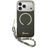 Husa pentru iPhone 17 Pro Max, Guess IML Glitter Script Strap MagSafe (GUHMP17X5HTGSMSK), negru