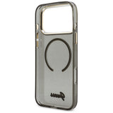 Husa pentru iPhone 17 Pro Max, Guess IML Glitter Script Strap MagSafe (GUHMP17X5HTGSMSK), negru