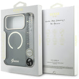 Husa pentru iPhone 17 Pro Max, Guess IML Glitter Script Strap MagSafe (GUHMP17X5HTGSMSK), negru