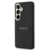 Husa pentru Samsung Galaxy S26, Guess Saffiano Peony Embossed Ring MagSafe (GUHMS26SPSAMSECK), negru