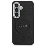Husa pentru Samsung Galaxy S26, Guess Saffiano Peony Embossed Ring MagSafe (GUHMS26SPSAMSECK), negru