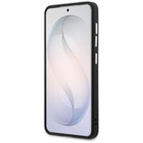 Husa pentru Samsung Galaxy S26, Guess Saffiano Peony Embossed Ring MagSafe (GUHMS26SPSAMSECK), negru
