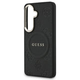 Husa pentru Samsung Galaxy S26, Guess Saffiano Peony Embossed Ring MagSafe (GUHMS26SPSAMSECK), negru