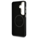 Husa pentru Samsung Galaxy S26, Guess Saffiano Peony Embossed Ring MagSafe (GUHMS26SPSAMSECK), negru