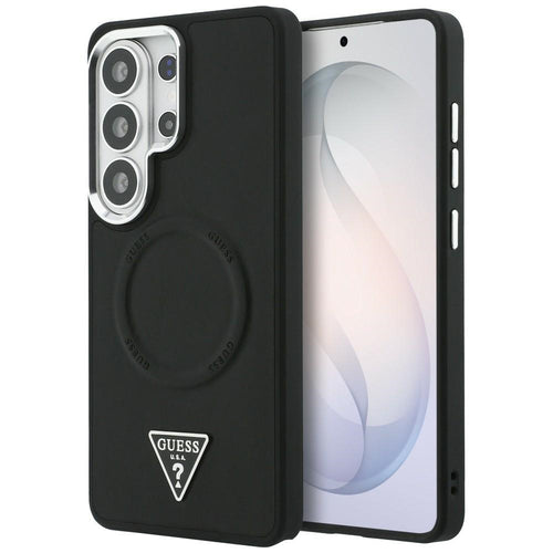 Husa pentru Samsung Galaxy S26 Ultra, Guess Embossed Ring Triangle Logo MagSafe (GUHMS26LPSDTSCMK), negru
