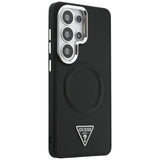 Husa pentru Samsung Galaxy S26 Ultra, Guess Embossed Ring Triangle Logo MagSafe (GUHMS26LPSDTSCMK), negru