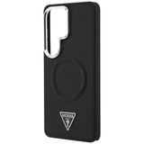 Husa pentru Samsung Galaxy S26 Ultra, Guess Embossed Ring Triangle Logo MagSafe (GUHMS26LPSDTSCMK), negru