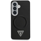Husa pentru Samsung Galaxy S26, Guess Embossed Ring Triangle Logo MagSafe (GUHMS26SPSDTSCMK), negru