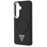 Husa pentru Samsung Galaxy S26, Guess Embossed Ring Triangle Logo MagSafe (GUHMS26SPSDTSCMK), negru