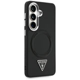 Husa pentru Samsung Galaxy S26, Guess Embossed Ring Triangle Logo MagSafe (GUHMS26SPSDTSCMK), negru